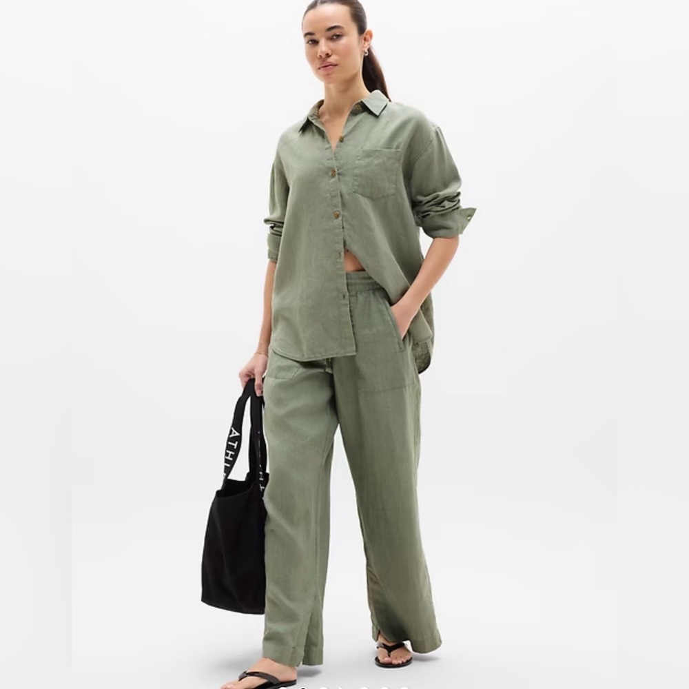 Athleta Olive Green Shirt and Pants Set